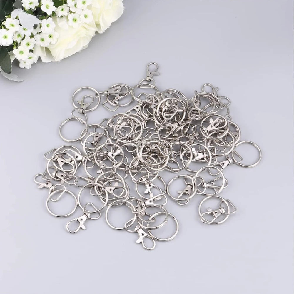 10/16sets D-shaped rotatable alloy keychain clips with metal key rings,suitable for DIY keychain lanyards,bag charms,crafts,gift
