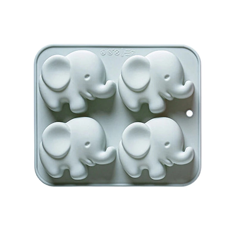 4-hole Baby Elephant Silicone Mold Cute Animal Fondant Candy Chocolate Mould Baking Tools Ice Grid Soap Epoxy Resin Mold