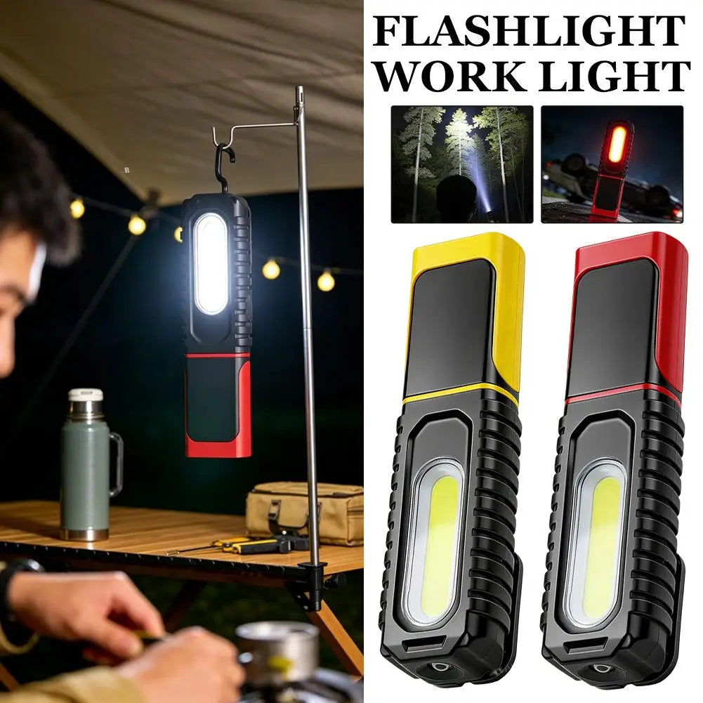 D93 COB LED Work Light Magnetic Flashlight 360° Rotatable Inspection Lamp USB Rechargeable Lantern for Car Repair Camping Hook