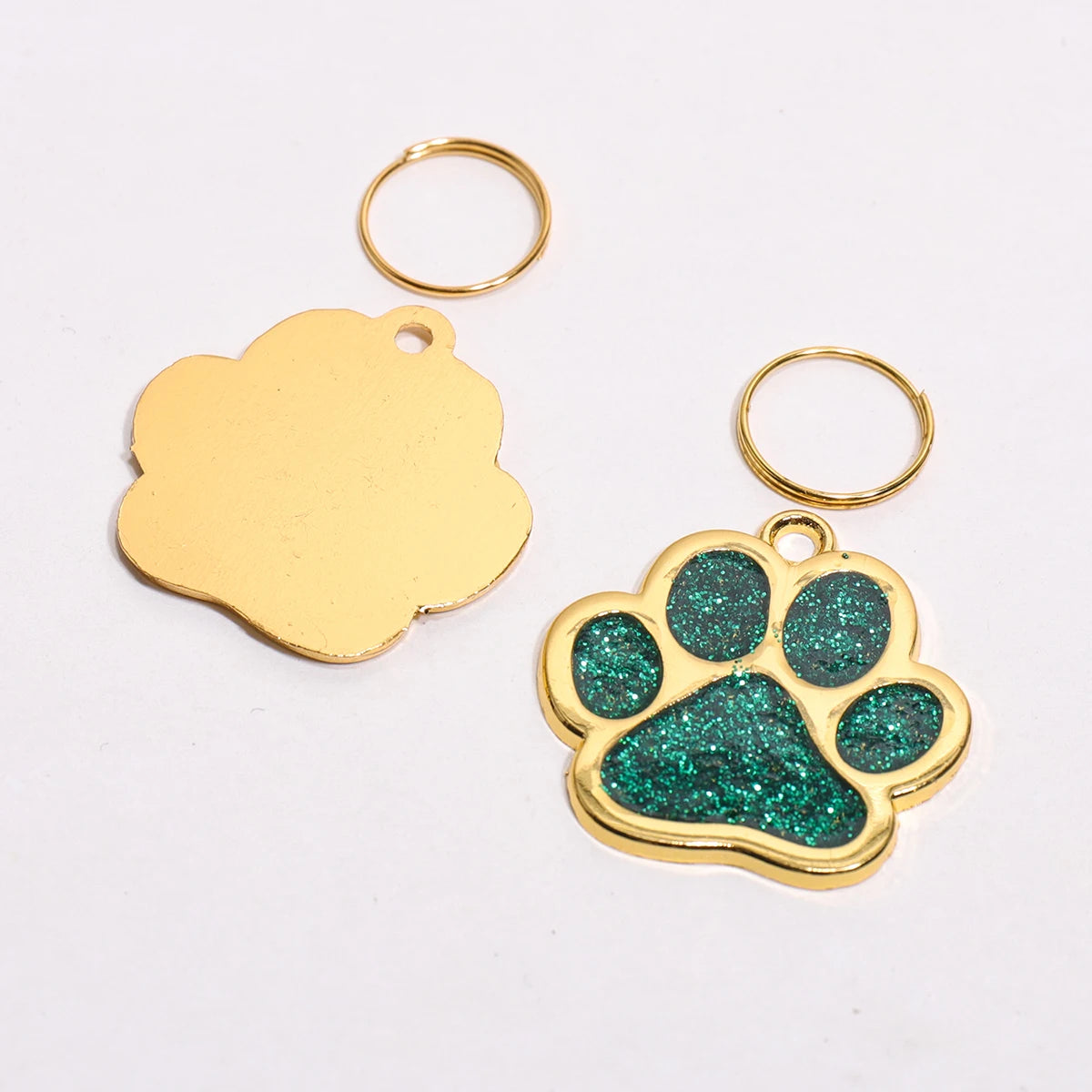 Gold Colour Custom Name Dog Tags Glitter Claw Customized Text Cat Tag Laser Engraving Collar Pendant Personalized Name Pets Tag
