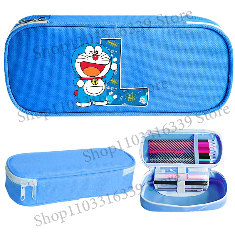 Doraemon Pencil Case Cartoon Letter Pen Bag Teenager Large Capacity Stationery Bag Student Back To School Kawaii Pen Pouch Gift