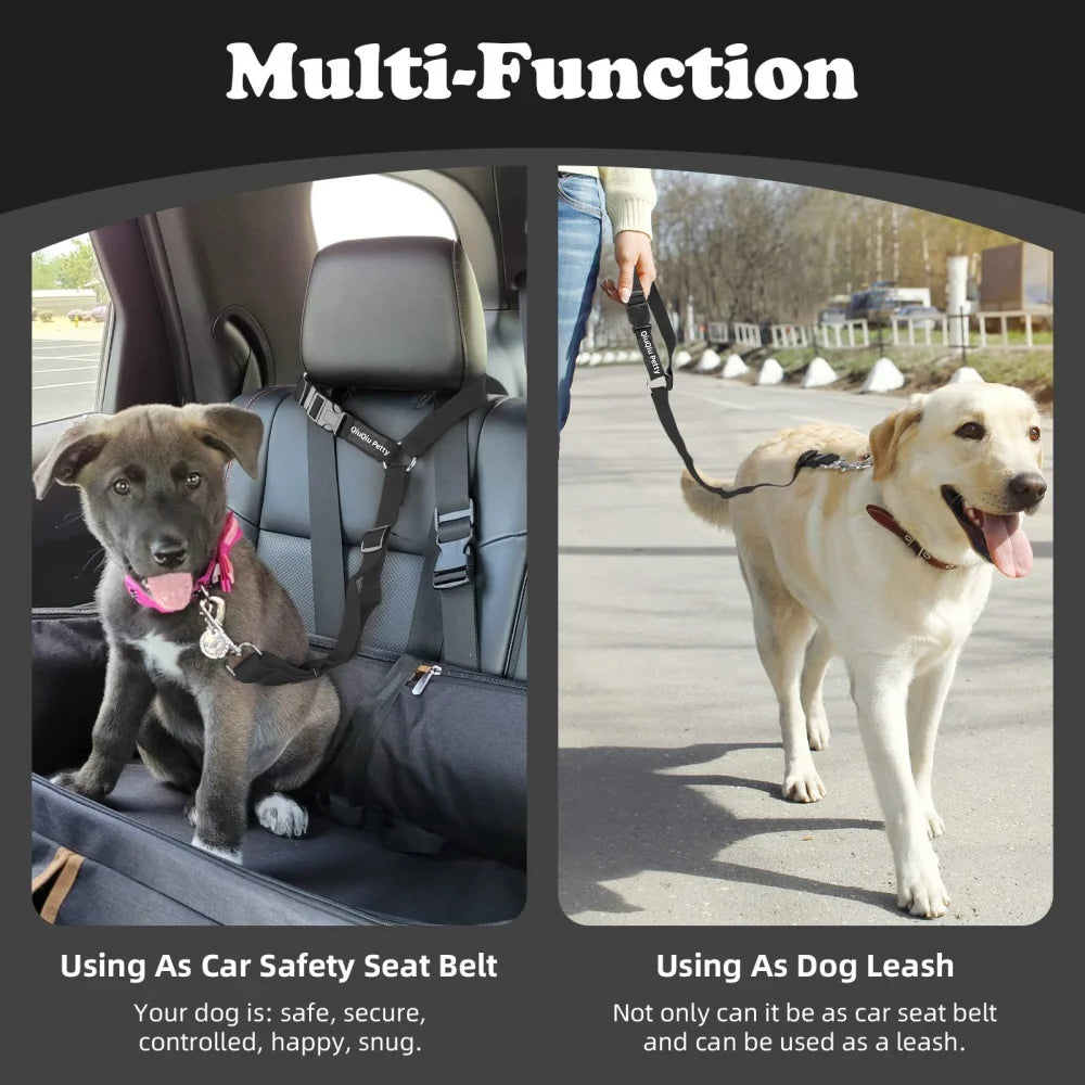 Solid Color Two-in-one Pet Car Seat Belt Nylon Lead Leash Backseat Safety Belt Adjustable Dogs Harness Collar Pet Accessories