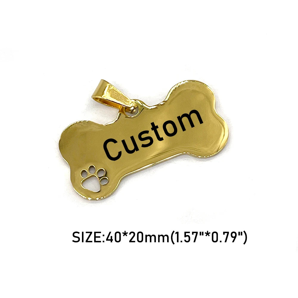 Customized Dog Collar Tag Color Bone Pendant for Dog Medal with Engraving Name Personalized Number Kitten Puppy Cat Accessories