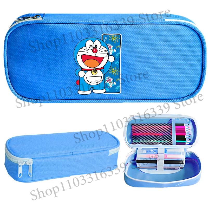 Doraemon Pencil Case Cartoon Letter Pen Bag Teenager Large Capacity Stationery Bag Student Back To School Kawaii Pen Pouch Gift