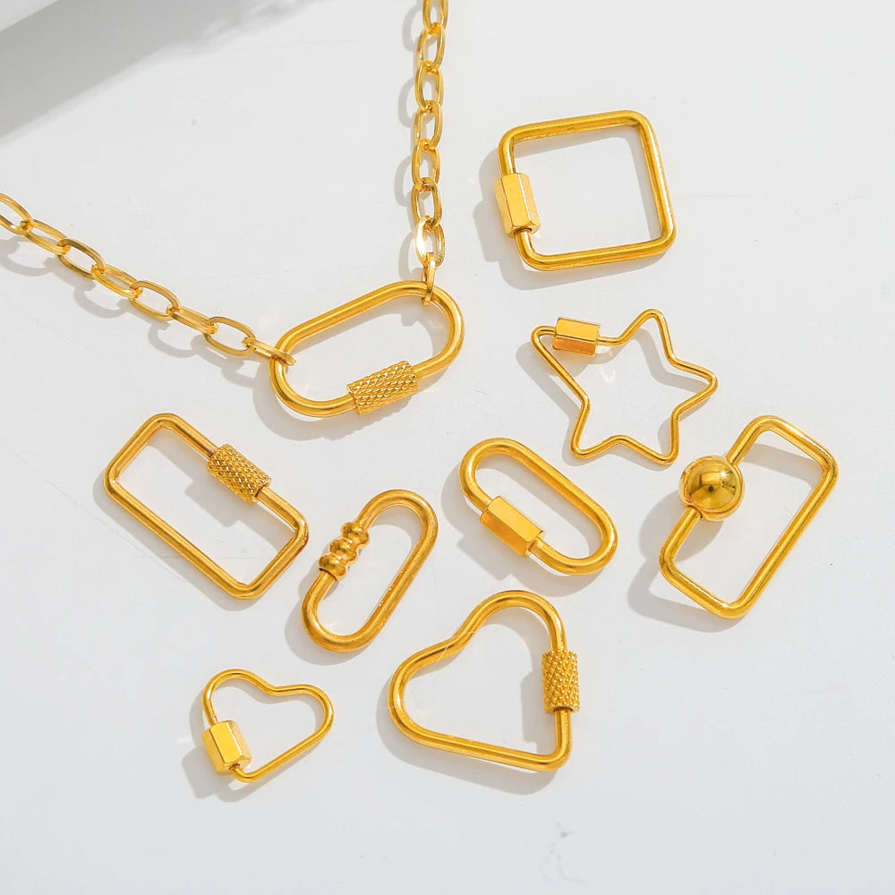 5Pcs Stainless Steel Gold Plated Spring Ring Clasps Geometric Shaped Open Jump Rings for DIY Jewelry Making