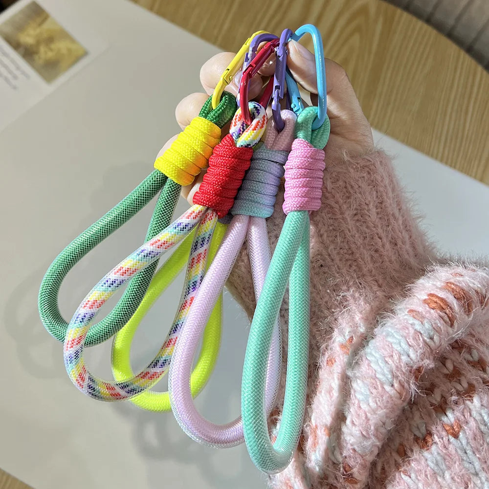 Mesh Landyard Fluorescent Pendant Mobile Phone Bag Rope Keychain Fashion Creative Decorative Keycord Accessories Wrist Strap