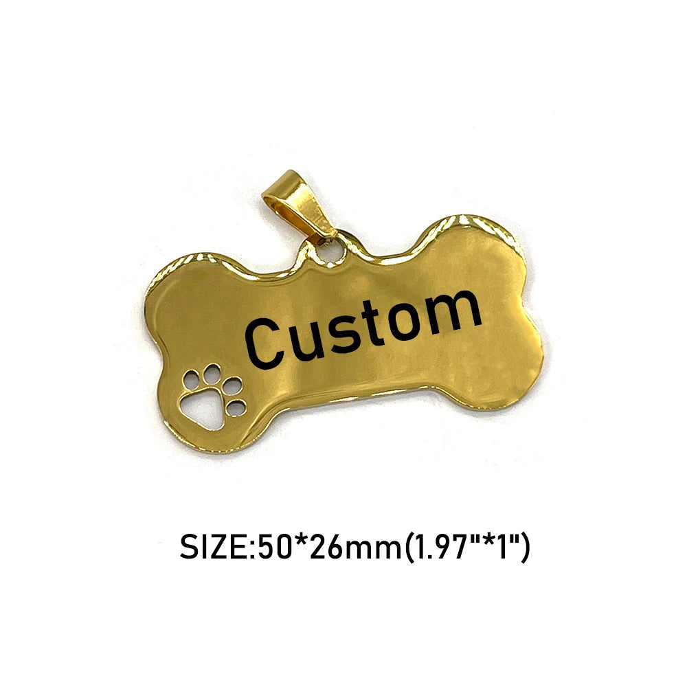 Customized Dog Collar Tag Color Bone Pendant for Dog Medal with Engraving Name Personalized Number Kitten Puppy Cat Accessories