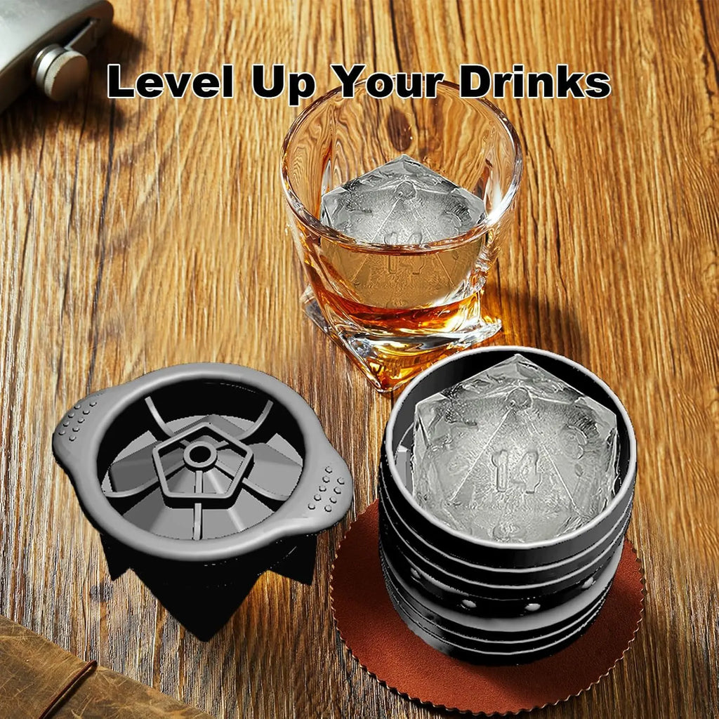 D20 Dice Ice Mold for DND Gamer Gifts, Cool Christmas Stocking Stuffers, Large Silicone Ice Cube Tray for Cocktails and Whiskey