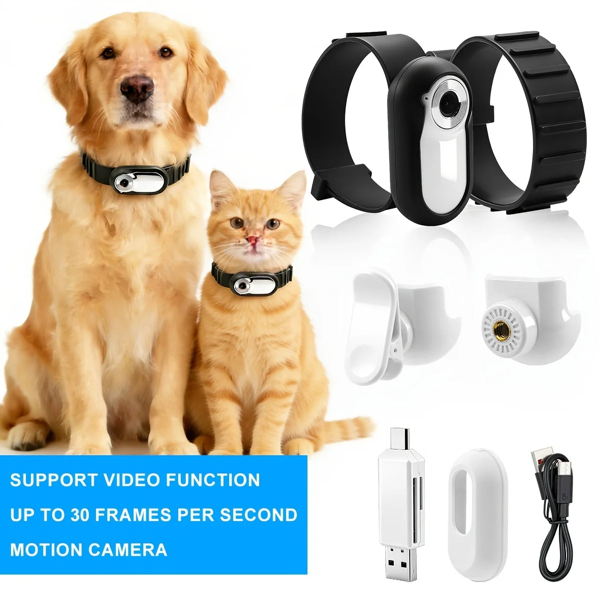 Pet Collar Camera LCD Display HD Outdoor Collar Camera Adjustable Pet Collar Cat Dog Recorder
