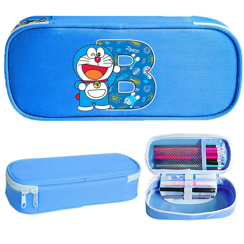 Doraemon Pencil Case Cartoon Letter Pen Bag Teenager Large Capacity Stationery Bag Student Back To School Kawaii Pen Pouch Gift