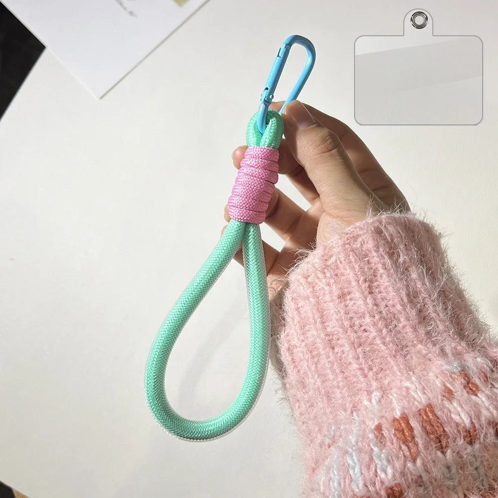 Mesh Landyard Fluorescent Pendant Mobile Phone Bag Rope Keychain Fashion Creative Decorative Keycord Accessories Wrist Strap