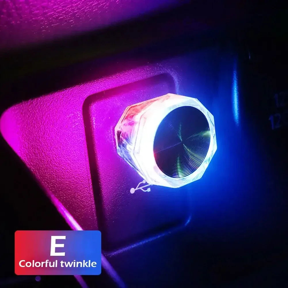2026 Car LED Colorful Night Light Cigarette Lighter USB Atmosphere Light Wiring-Free Car Interior Lighting Accessories Supplies