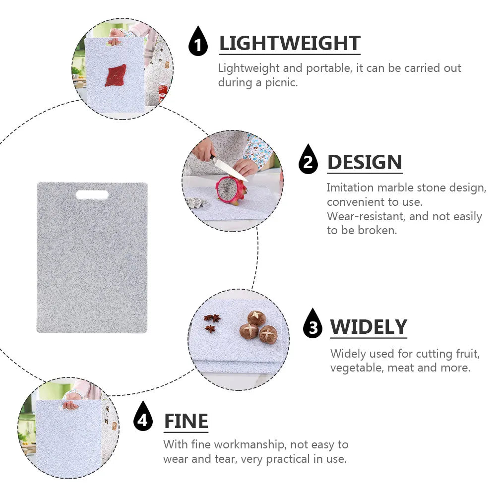 1Pcs Marble Look Cutting Board PP Material Portable Lightweight Wear Resistant Kitchen Cutting Board for Fruit Vegetable Meat