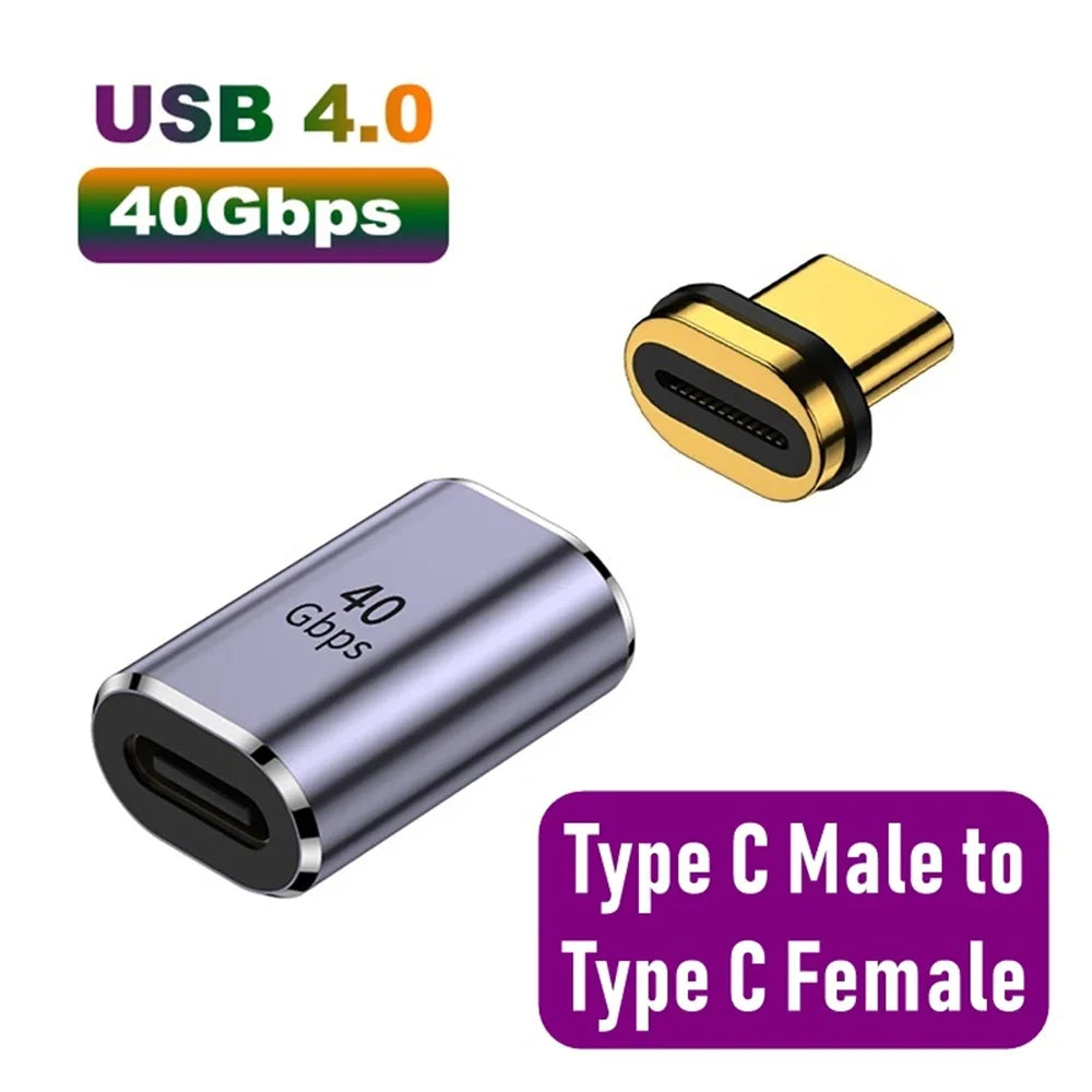 100W Car Type-C Magnetic Converter 40Gbps USB Flash Drive Multi-Functional Adapter Vehicle Data Transmission Charge Accessories