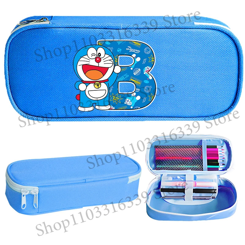 Doraemon Pencil Case Cartoon Letter Pen Bag Teenager Large Capacity Stationery Bag Student Back To School Kawaii Pen Pouch Gift