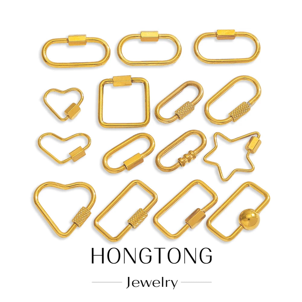 5Pcs Stainless Steel Gold Plated Spring Ring Clasps Geometric Shaped Open Jump Rings for DIY Jewelry Making