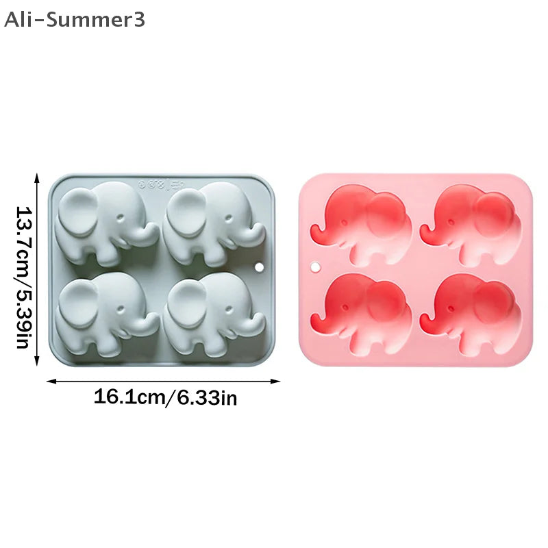 4-hole Baby Elephant Silicone Mold Cute Animal Fondant Candy Chocolate Mould Baking Tools Ice Grid Soap Epoxy Resin Mold