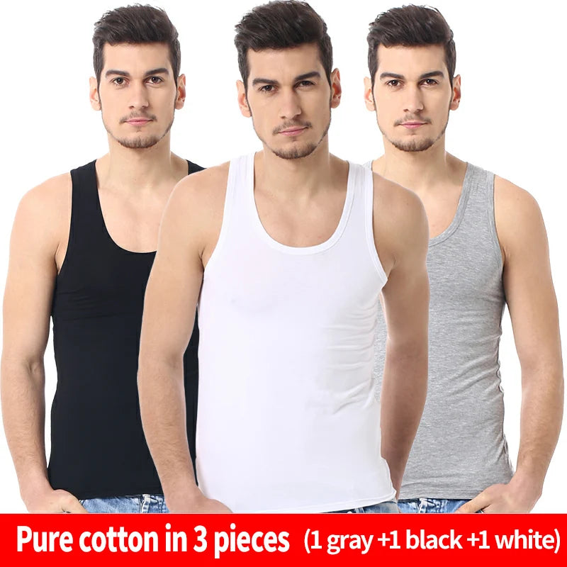 Four Seasons Men Pure Cotton Vest Youth Fit Sports Fitness Middle-aged Casual Sleeveless Top