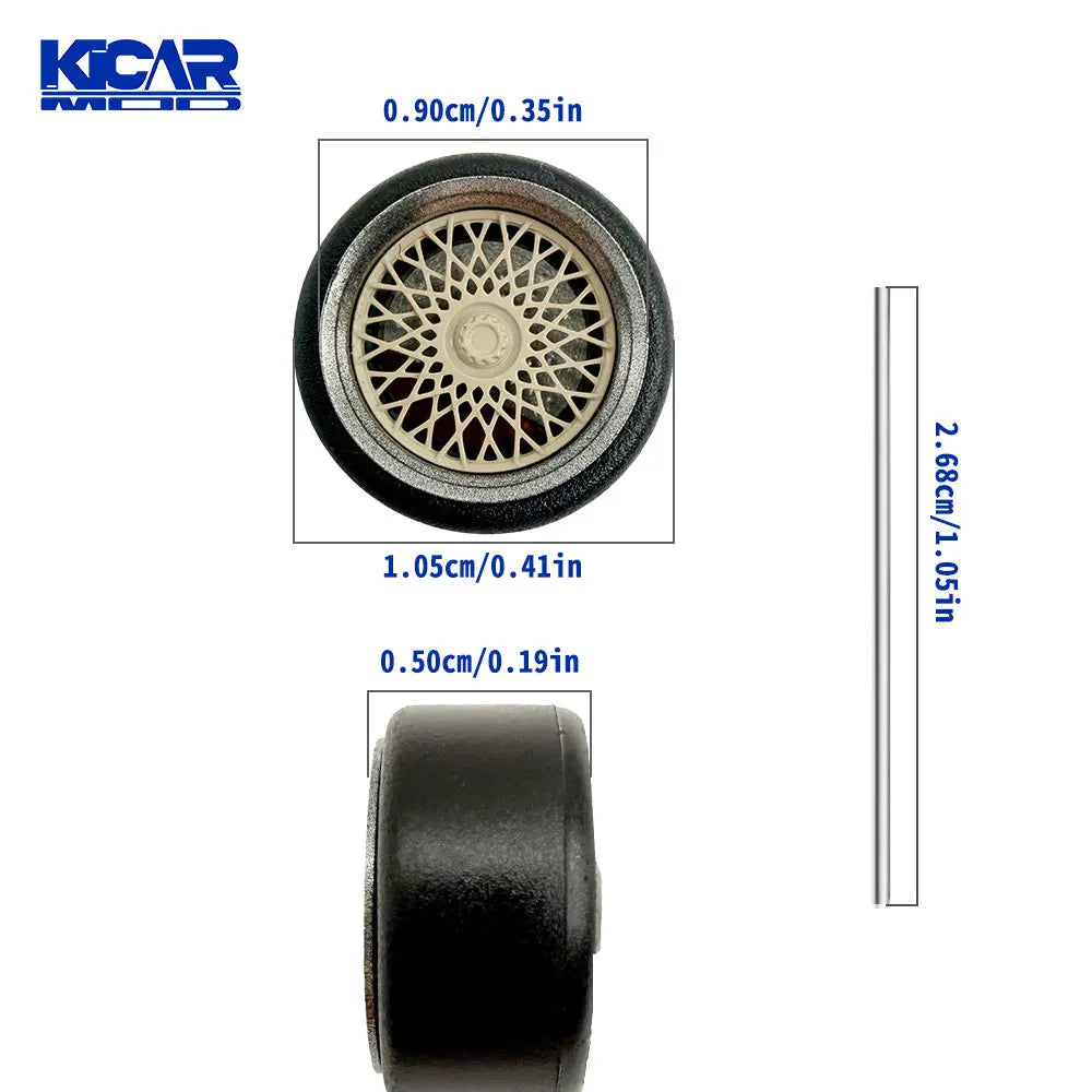 1/64 Model Car Wheels with Rubber Tires Dynamic Bearing Resin Rims 10.8mm Diameter Parts for MINIGT Diecast Model Cars