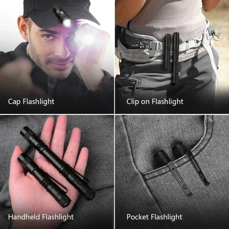 Mini Portable LED Pen Light with Clip Ultra Bright High Lumens Pocket Handheld Flashlight Torch for Camping Outdoor Emergency