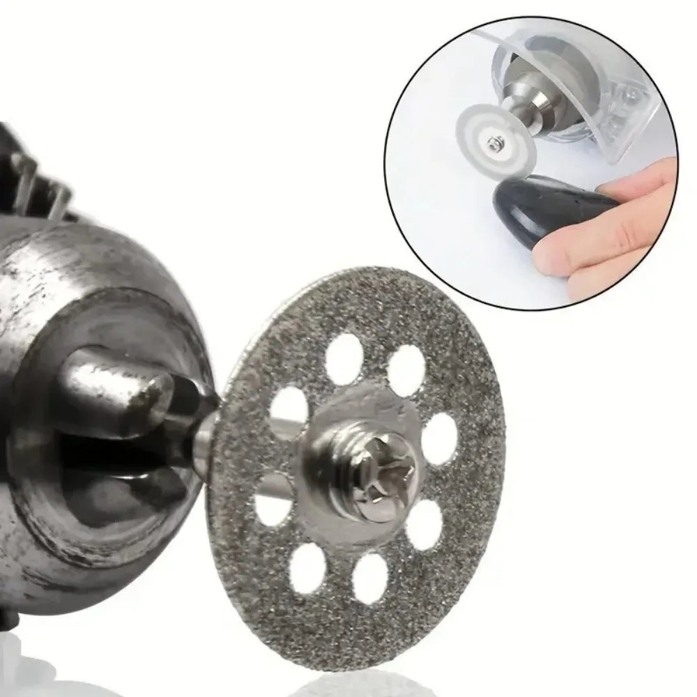22mm Diamond Cutting Disc Set, 10Pcs 0.4mm Thin Saw Blades + 2Pcs Shank for Rotary Tool, Jade, Amber, Stone Carving & Cutting