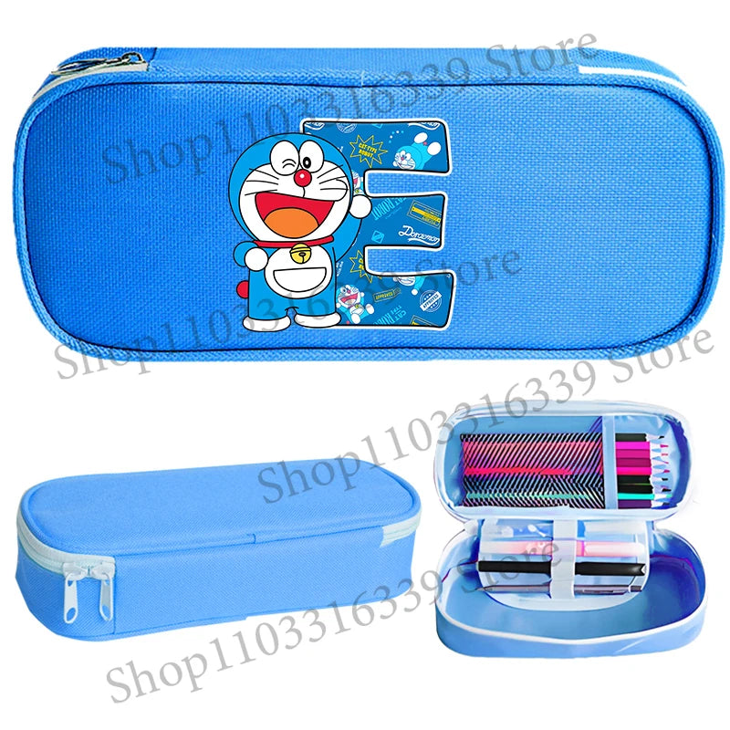Doraemon Pencil Case Cartoon Letter Pen Bag Teenager Large Capacity Stationery Bag Student Back To School Kawaii Pen Pouch Gift