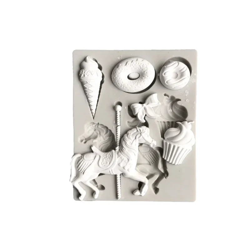 Trojan horse ice cream doughnut silicone mold candy cake candy mold chocolate decoration tool mold