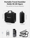 Large Portable Cigar Case with Lighter, Cutter & Humidifier - Holds 36 Cigars, Waterproof & Airtight