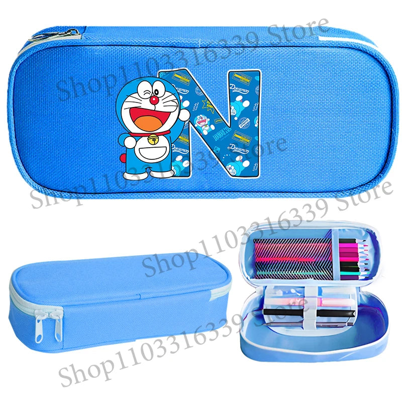 Doraemon Pencil Case Cartoon Letter Pen Bag Teenager Large Capacity Stationery Bag Student Back To School Kawaii Pen Pouch Gift