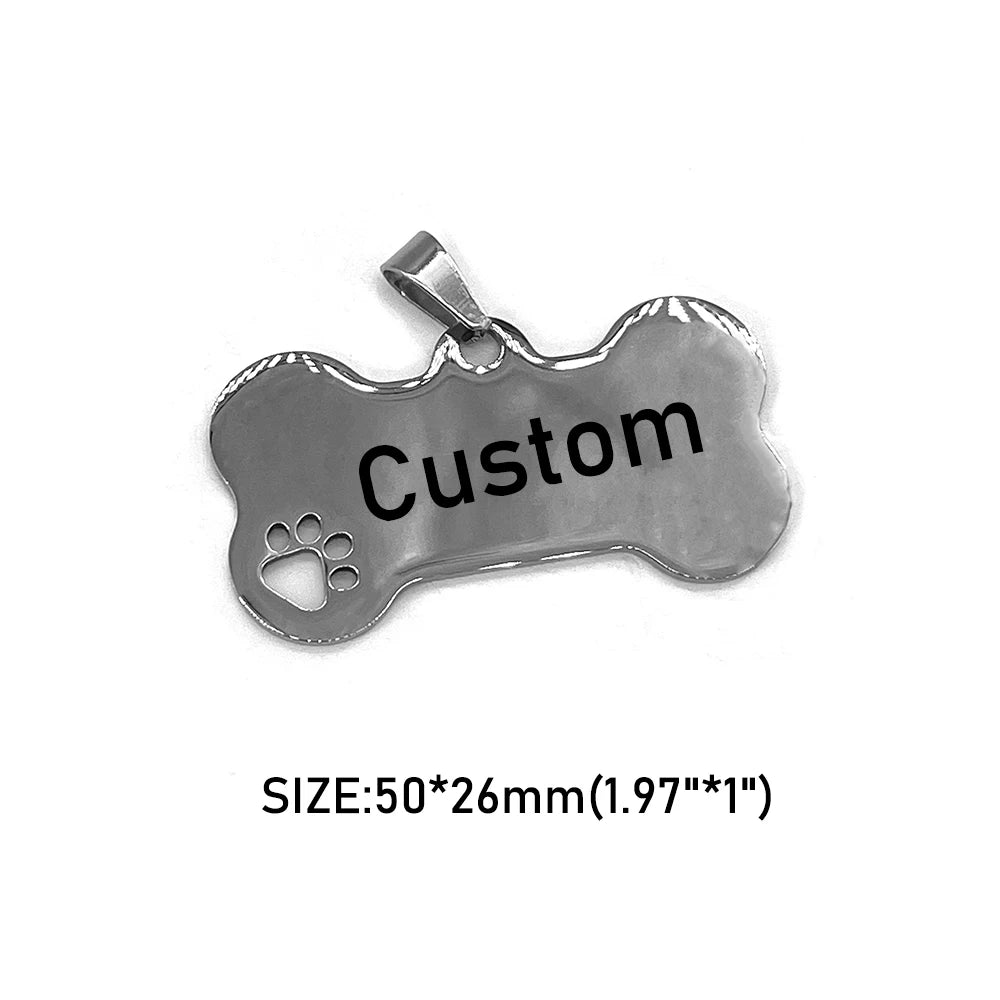 Customized Dog Collar Tag Color Bone Pendant for Dog Medal with Engraving Name Personalized Number Kitten Puppy Cat Accessories