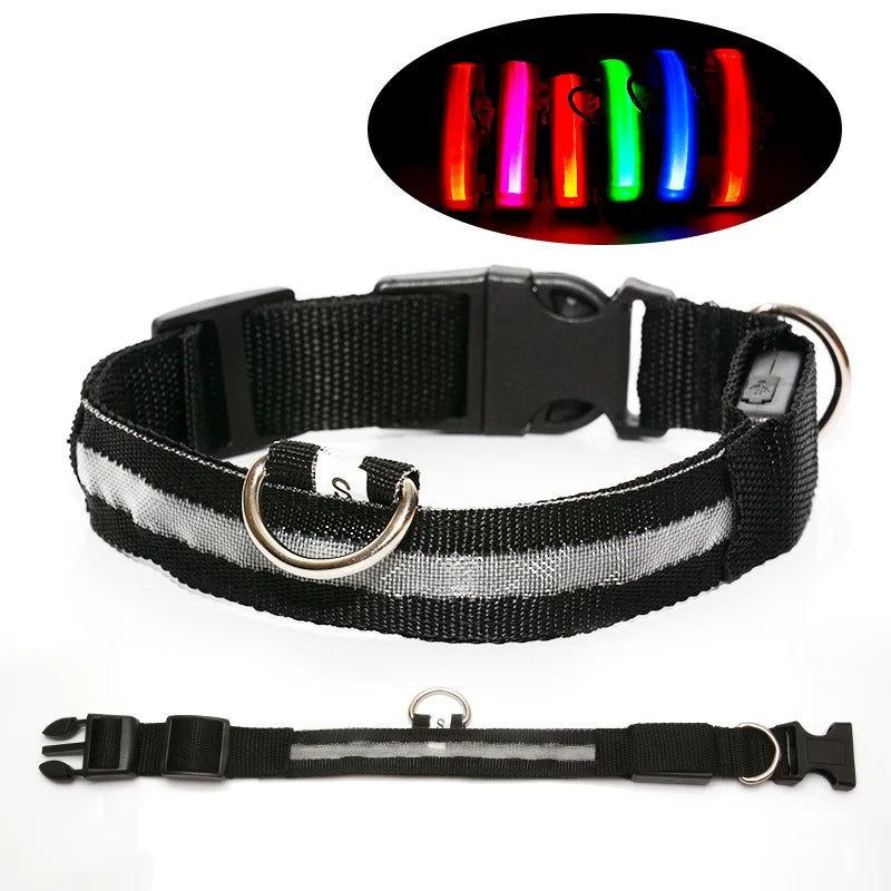 3 Modes LED Flashing Dog Collar, USB Rechargeable & Battery Operated Adjustable Dog Loss Prevention Collar Pet Accessories