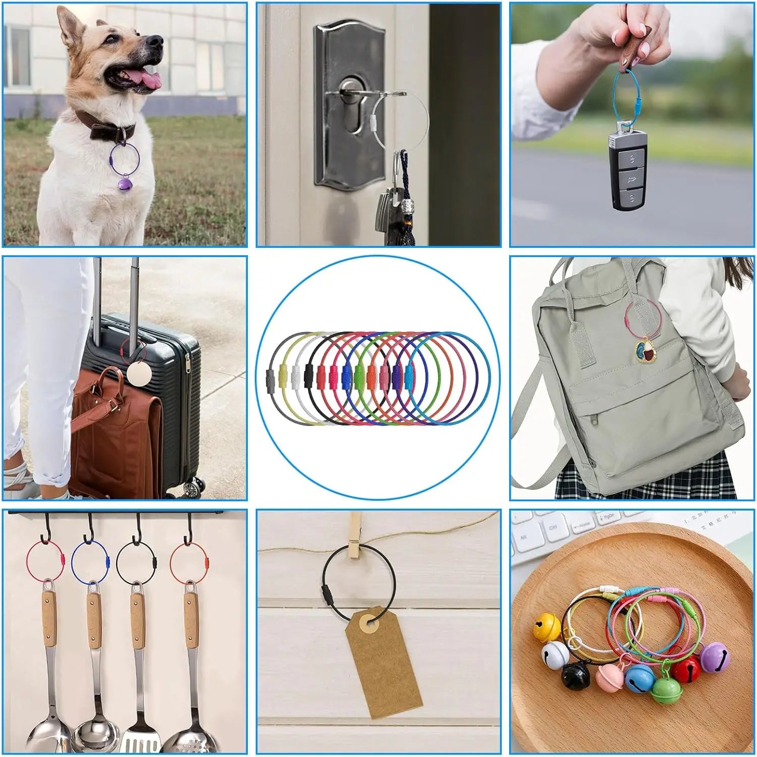 5/15/25/40Pcs Extendable Wire Keychain Cable Large Keyrings Luggage Tags Loops Holder ID Tag Keeper for DIY Key Ring Crafts Gift