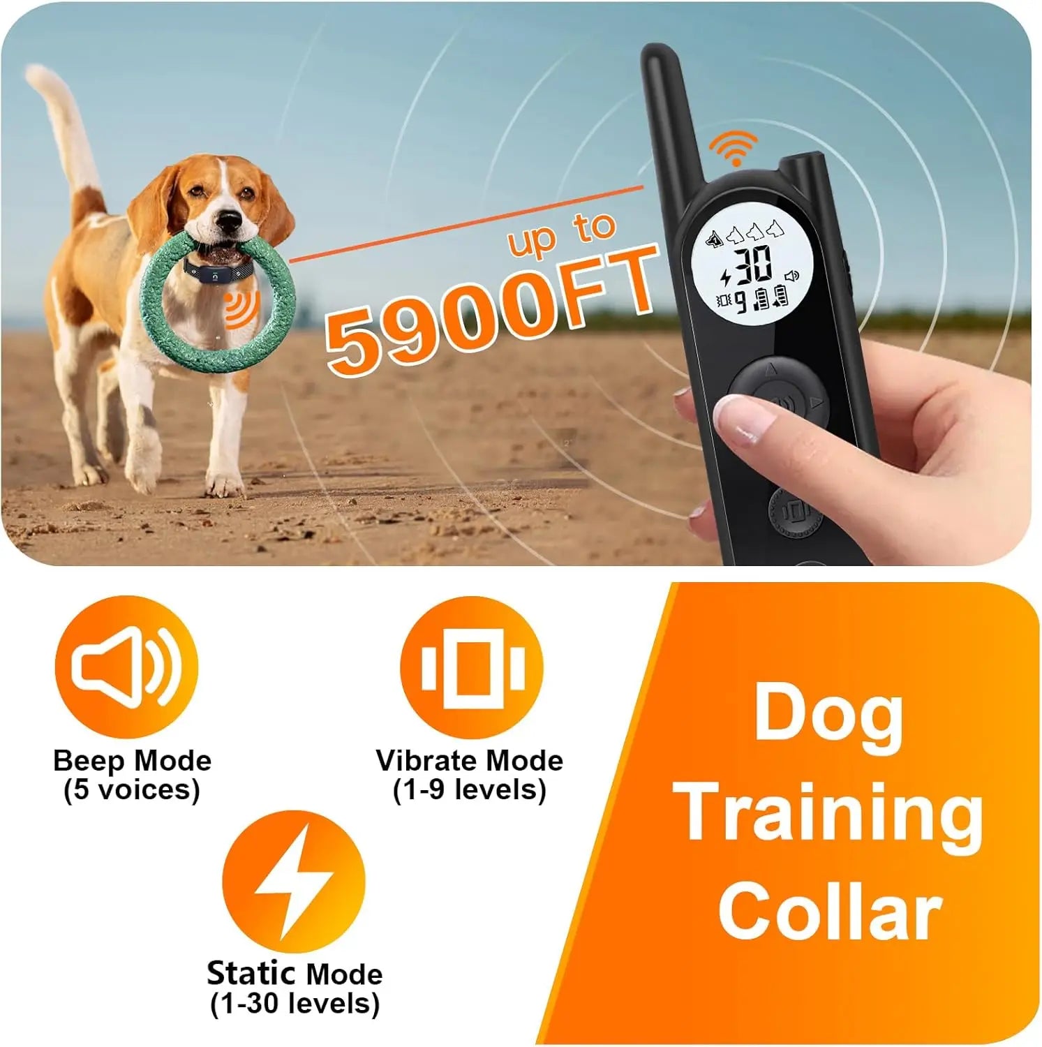 Wireless Dog Fence for 2 Dogs, Covers up to 856 Acres, 185 Days Standby Collar with Training Modes, Flash Light, Waterproof
