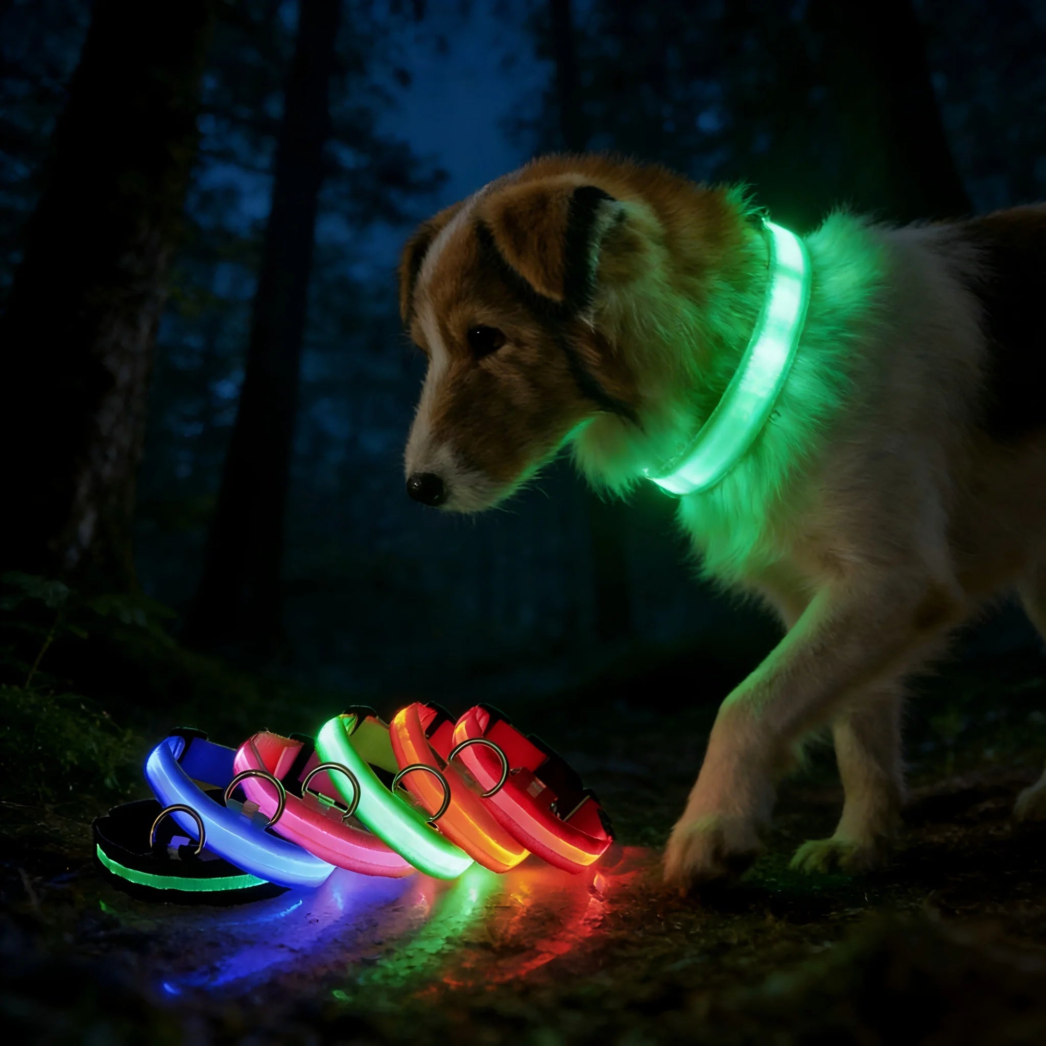 3 Modes LED Flashing Dog Collar, USB Rechargeable & Battery Operated Adjustable Dog Loss Prevention Collar Pet Accessories