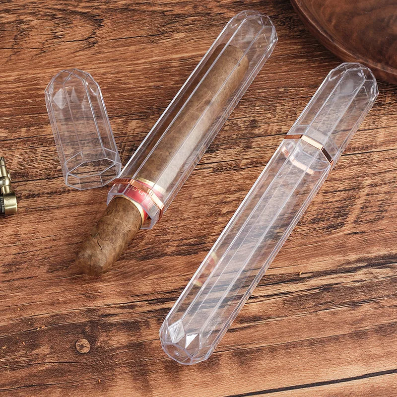 Acrylic Travel Cigar Tube Fashion Humidor Holder Cigar Case Portable Storage Clear Storage Box Cigar Accessories