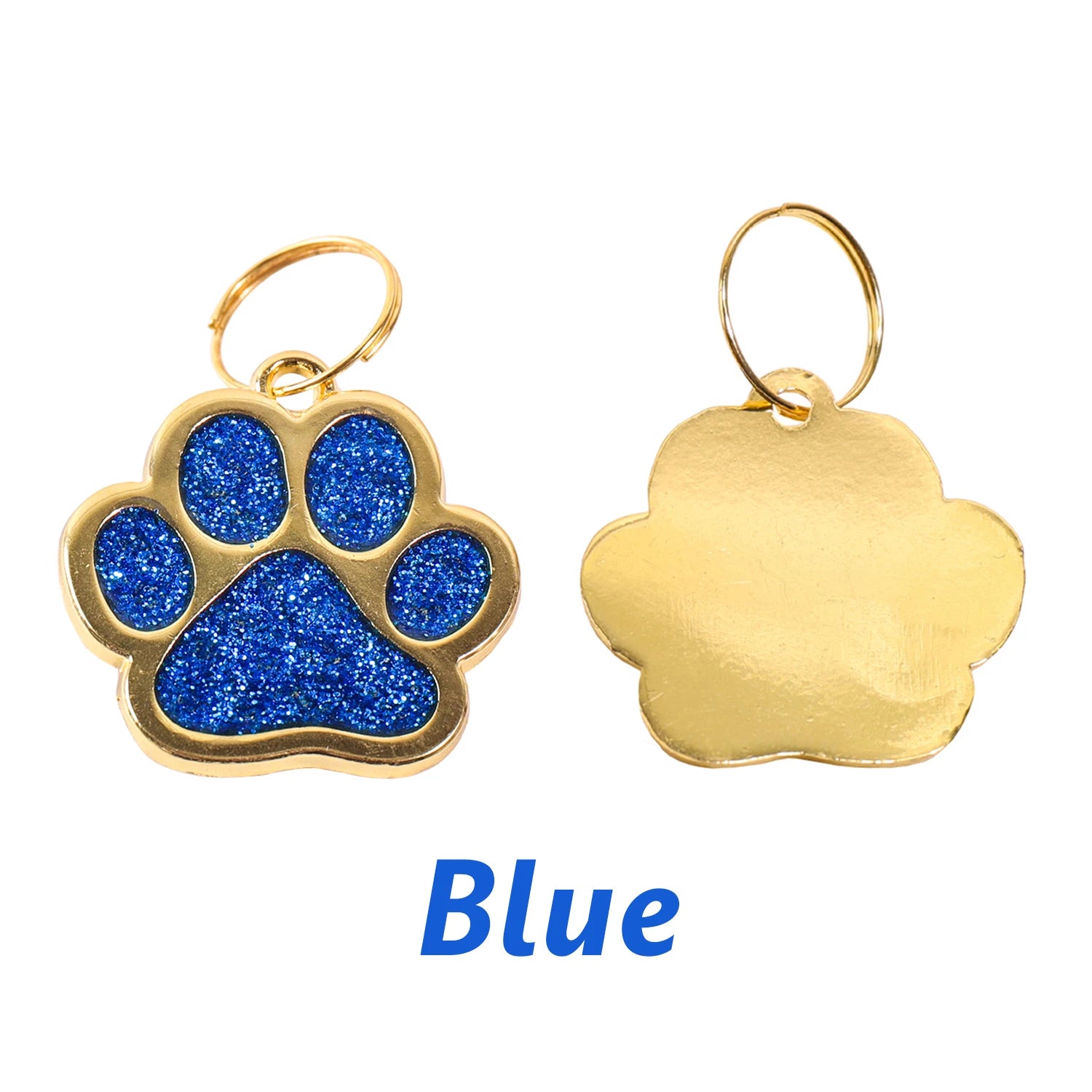 Gold Colour Custom Name Dog Tags Glitter Claw Customized Text Cat Tag Laser Engraving Collar Pendant Personalized Name Pets Tag