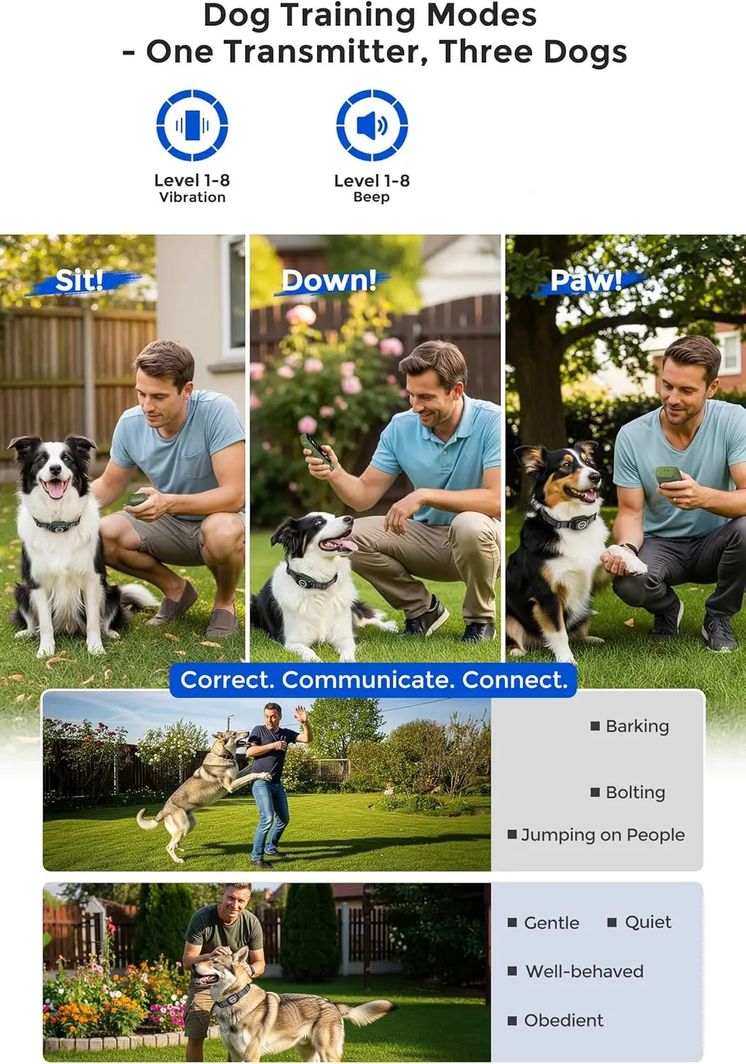 Wireless Pet Fence For Two Dogs Zero Delay Perimeter Collar Safety Lock HD Display Rechargeable Waterproof Portable