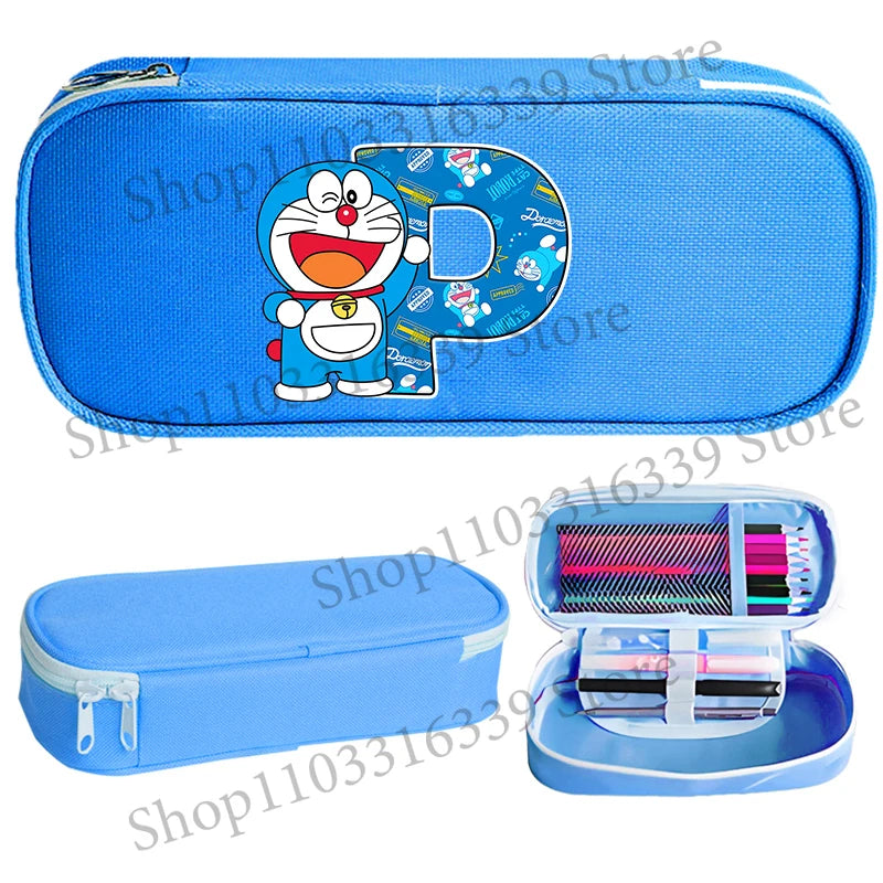 Doraemon Pencil Case Cartoon Letter Pen Bag Teenager Large Capacity Stationery Bag Student Back To School Kawaii Pen Pouch Gift