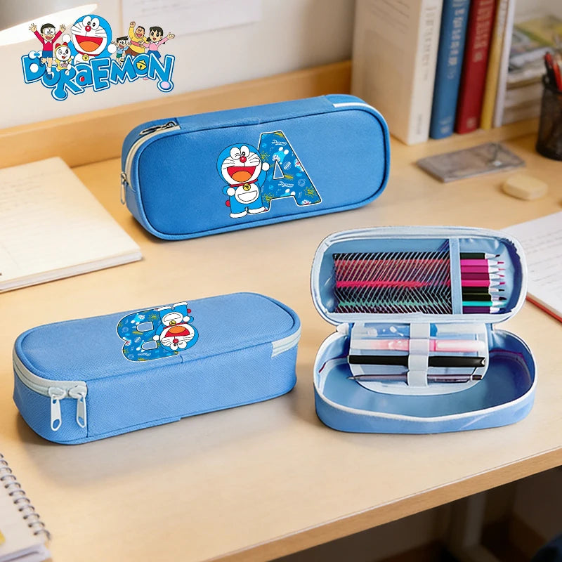 Doraemon Pencil Case Cartoon Letter Pen Bag Teenager Large Capacity Stationery Bag Student Back To School Kawaii Pen Pouch Gift
