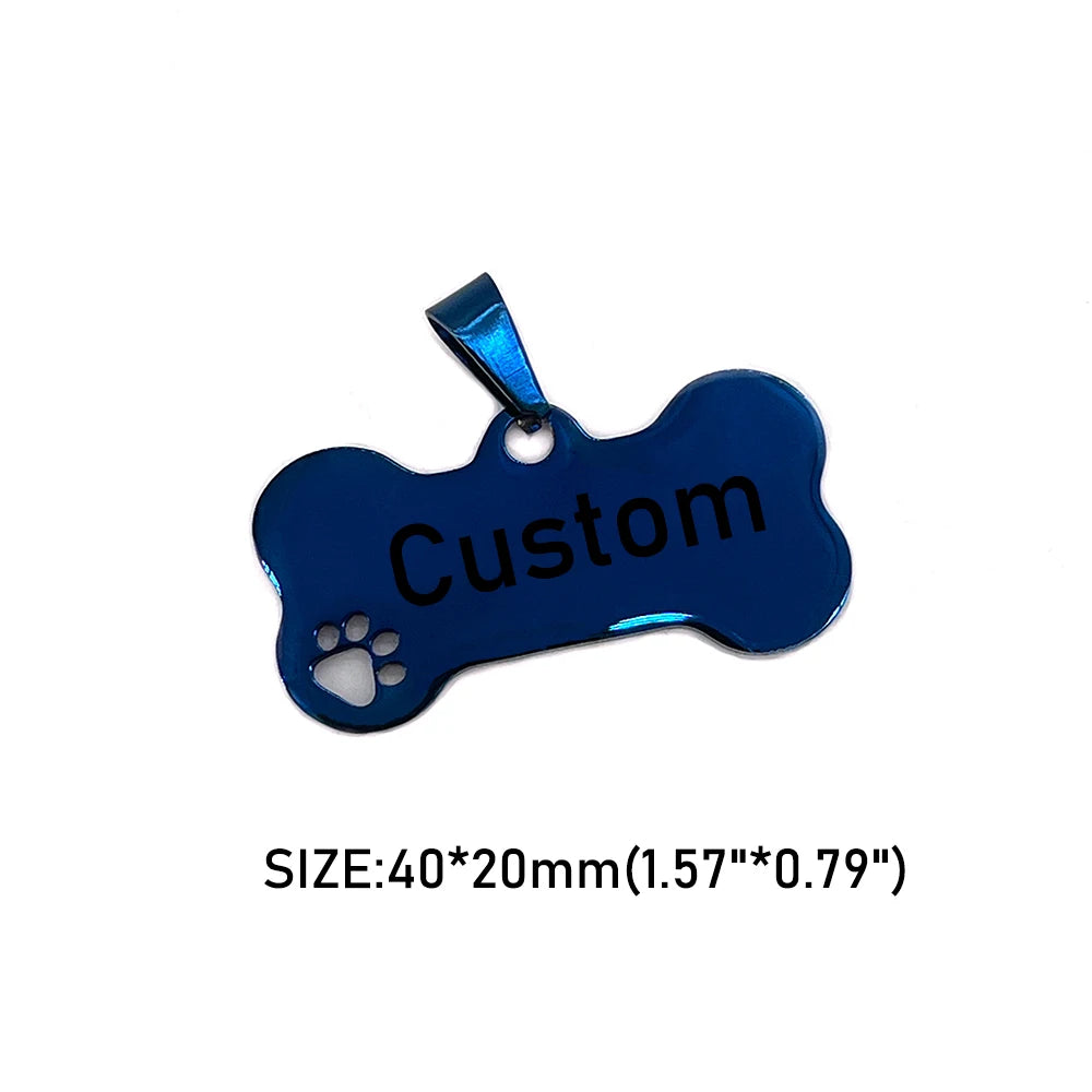 Customized Dog Collar Tag Color Bone Pendant for Dog Medal with Engraving Name Personalized Number Kitten Puppy Cat Accessories