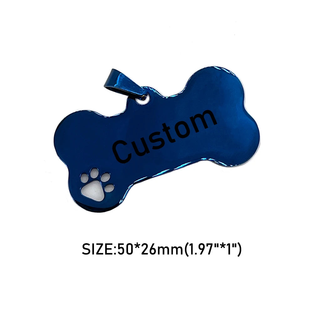 Customized Dog Collar Tag Color Bone Pendant for Dog Medal with Engraving Name Personalized Number Kitten Puppy Cat Accessories