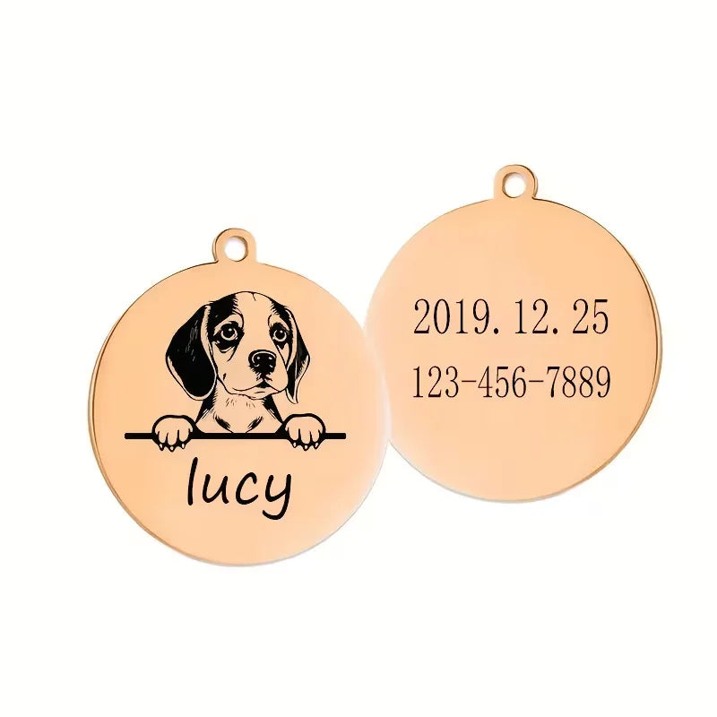 Custom Pet Name Puppy Anti-lost Collars Personalized Cute Engraving Stainless Steel Tag Dog Cat Name Tag Pets Dog Accessories