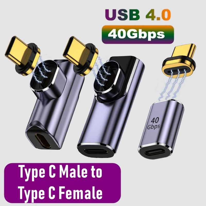 100W Car Type-C Magnetic Converter 40Gbps USB Flash Drive Multi-Functional Adapter Vehicle Data Transmission Charge Accessories