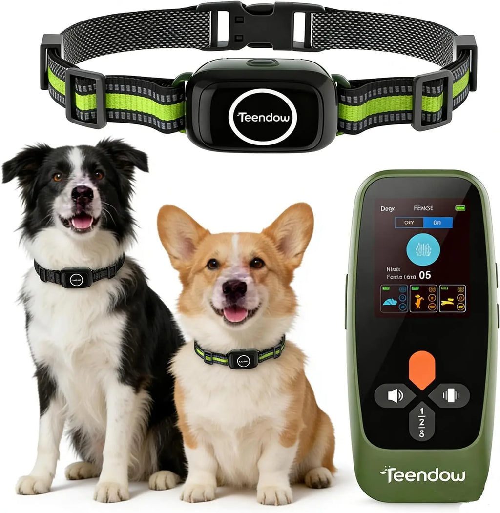 Wireless Fence Dogs Collar Remote Control Rechargeable Waterproof Perimeter Training Bark Control Hd Display Two Dogs
