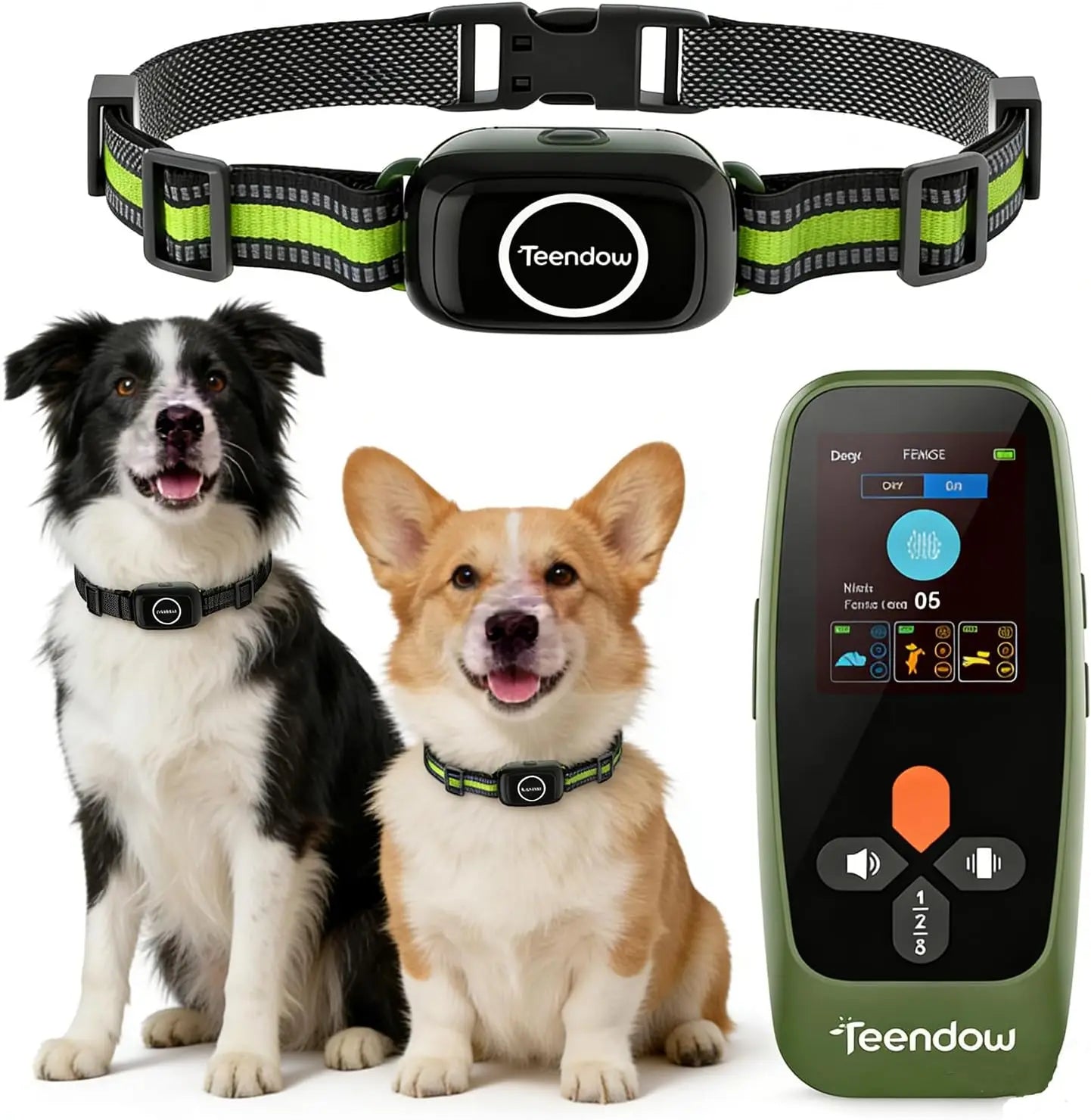 Wireless Fence Dogs Collar Remote Control Rechargeable Waterproof Perimeter Training Bark Control Hd Display Two Dogs