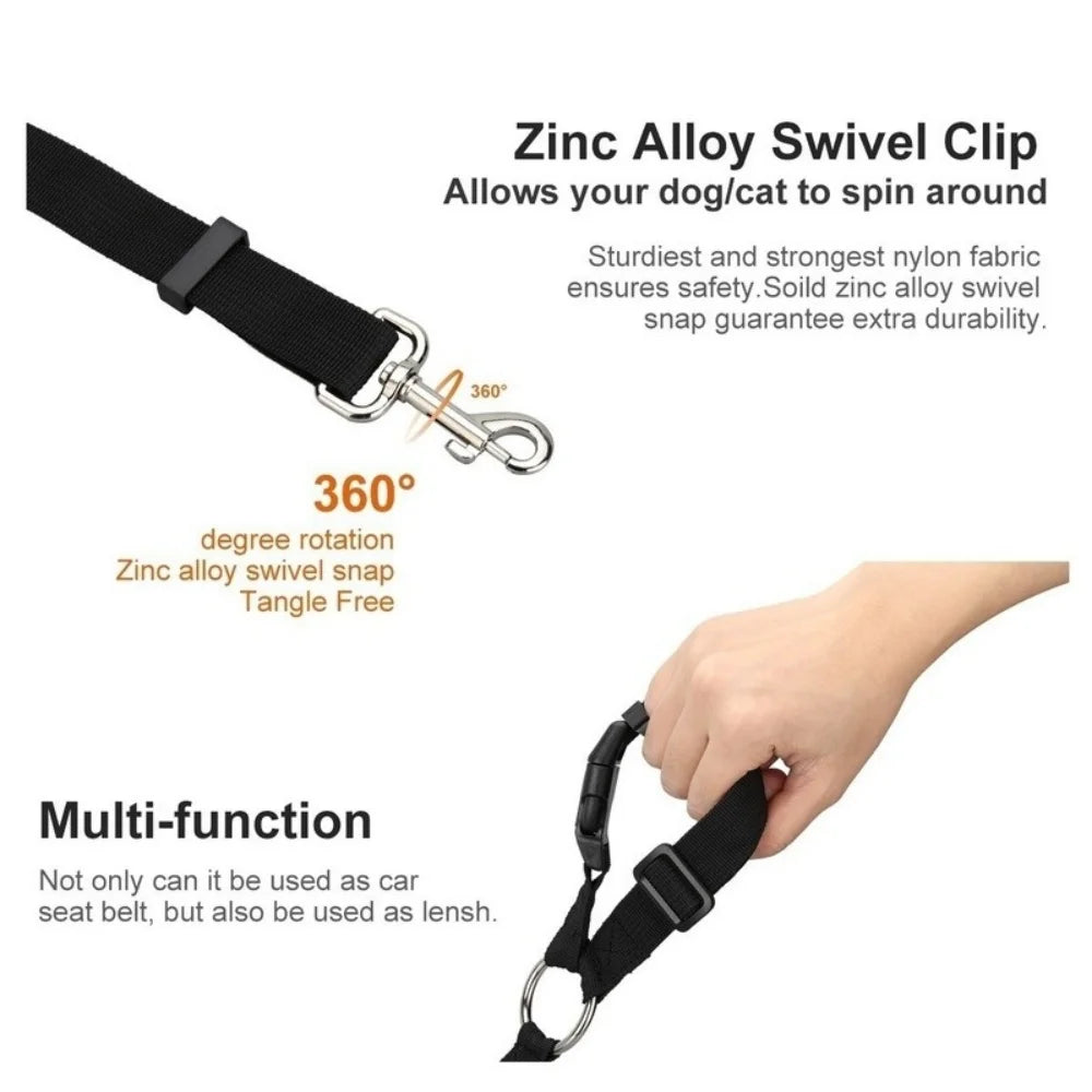 Solid Color Two-in-one Pet Car Seat Belt Nylon Lead Leash Backseat Safety Belt Adjustable Dogs Harness Collar Pet Accessories