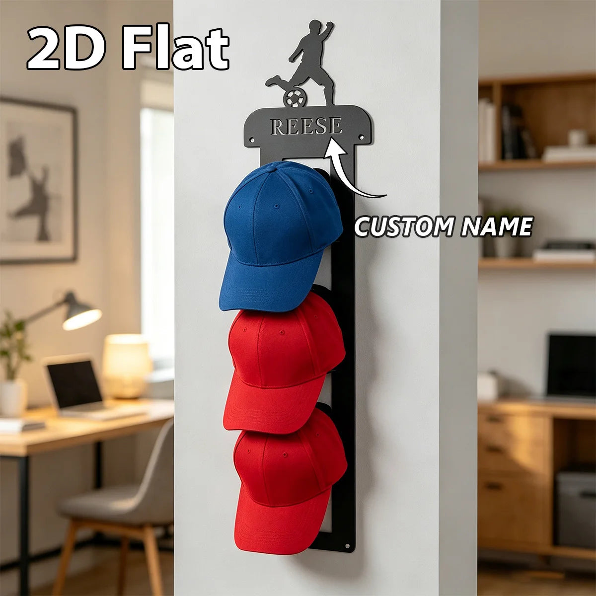Custom Name Metal Hat Rack Space Saving Baseball Hat Hanger Perfect DIY Idea Perfect DIY Idea