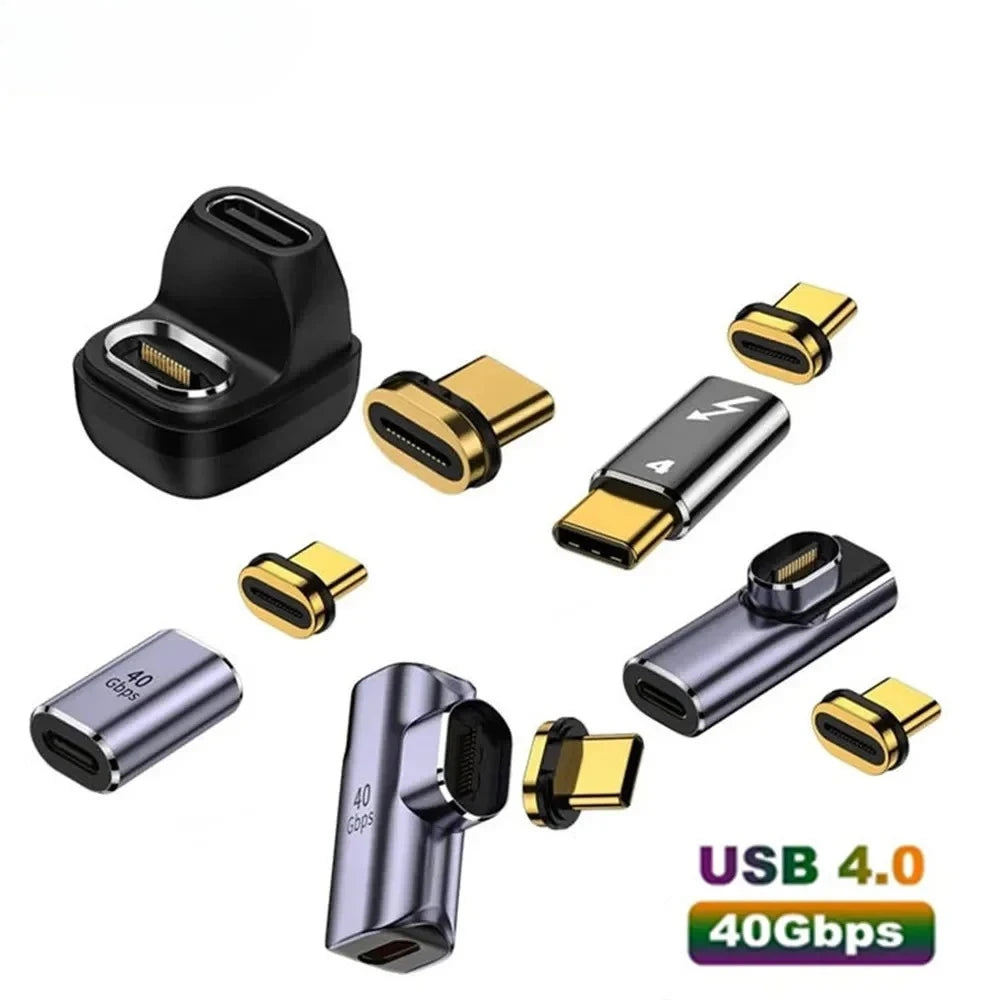 100W Car Type-C Magnetic Converter 40Gbps USB Flash Drive Multi-Functional Adapter Vehicle Data Transmission Charge Accessories