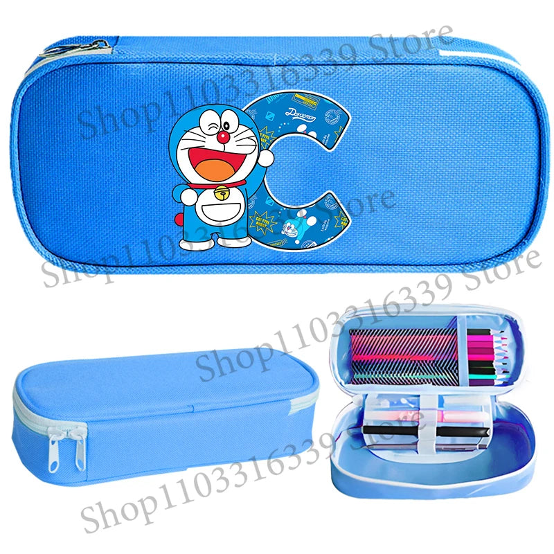 Doraemon Pencil Case Cartoon Letter Pen Bag Teenager Large Capacity Stationery Bag Student Back To School Kawaii Pen Pouch Gift