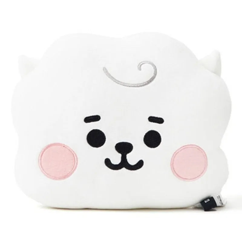 BT21 Face-Shaped Pillow Cute Fashion Cartoon Personalized Creative Car Cushion Headrest Doll Toy Gift for Friends' Birthday